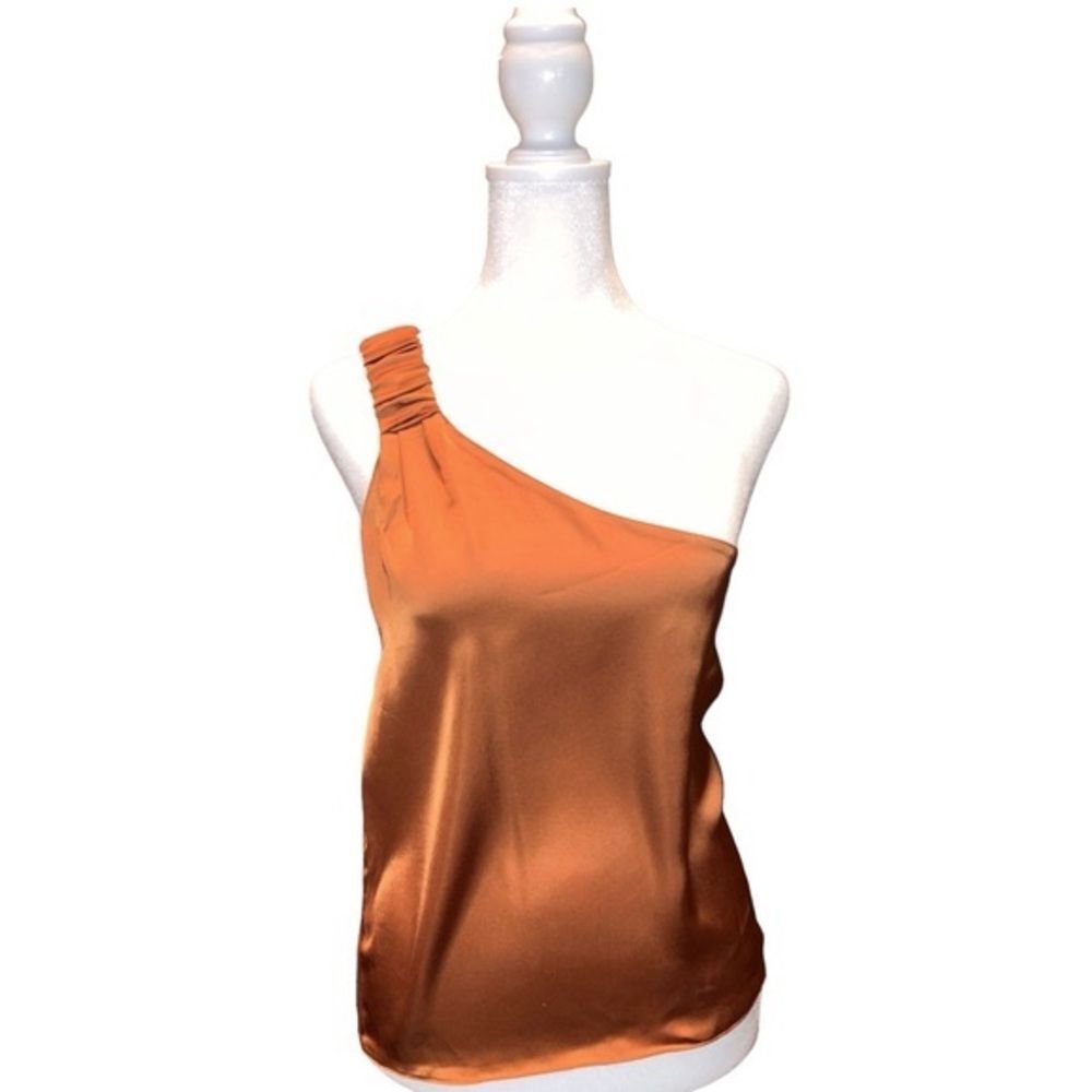 Know One Cares Rust One Shoulder Blouse Asymmetric Neckline Top Sz Lg  NWT